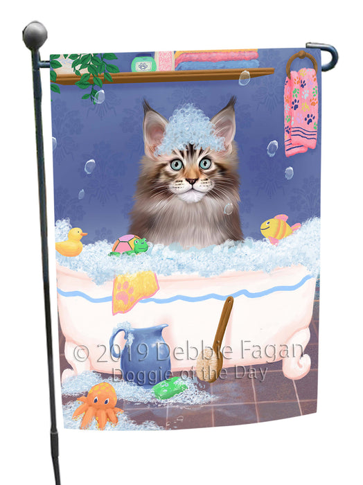 Rub A Dub Dog In A Tub Maine Coon Cat Garden Flag GFLG66251