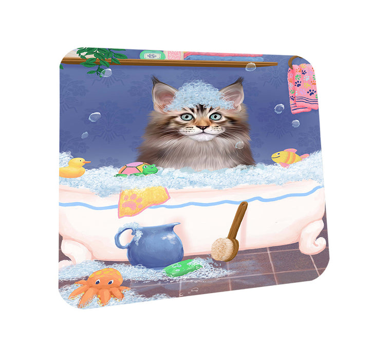 Rub A Dub Dog In A Tub Maine Coon Cat Coasters Set of 4 CST57353