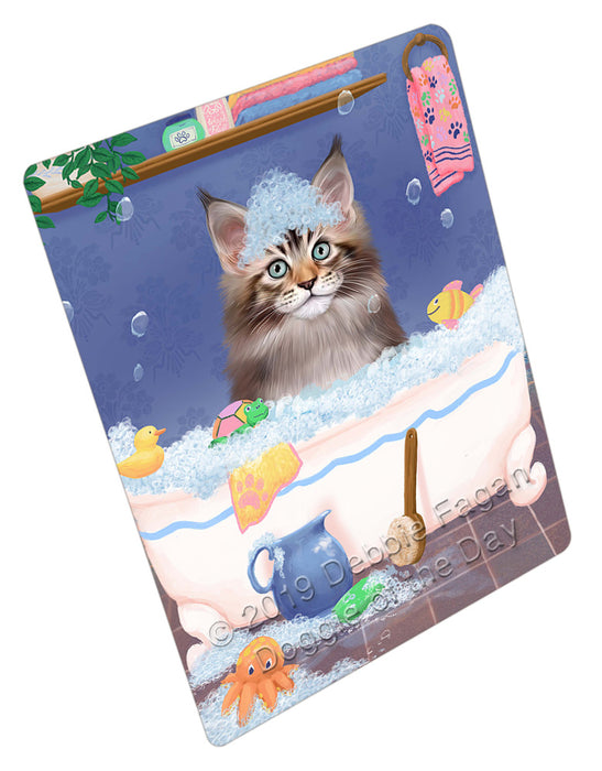 Rub A Dub Dog In A Tub Maine Coon Cat Cutting Board - For Kitchen - Scratch & Stain Resistant - Designed To Stay In Place - Easy To Clean By Hand - Perfect for Chopping Meats, Vegetables, CA81756