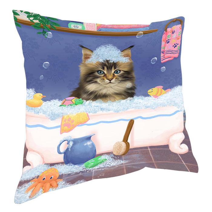 Rub A Dub Dog In A Tub Maine Coon Cat Pillow with Top Quality High-Resolution Images - Ultra Soft Pet Pillows for Sleeping - Reversible & Comfort - Ideal Gift for Dog Lover - Cushion for Sofa Couch Bed - 100% Polyester, PILA90643