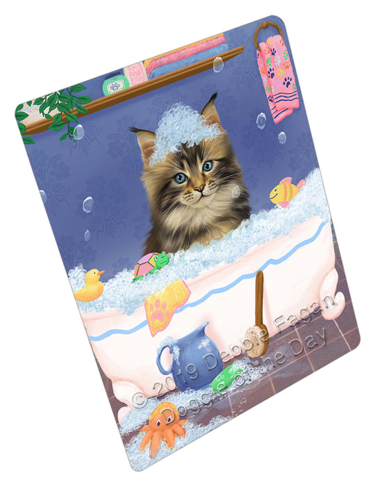 Rub A Dub Dog In A Tub Maine Coon Cat Cutting Board - For Kitchen - Scratch & Stain Resistant - Designed To Stay In Place - Easy To Clean By Hand - Perfect for Chopping Meats, Vegetables, CA81758