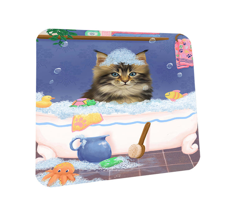 Rub A Dub Dog In A Tub Maine Coon Cat Coasters Set of 4 CST57354