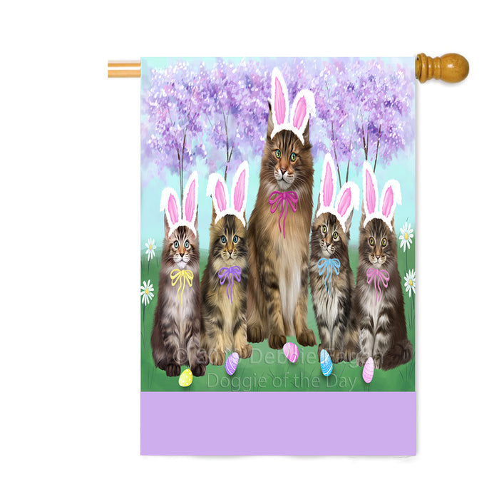 Personalized Easter Holiday Maine Coon Cats Custom House Flag FLG-DOTD-A58970