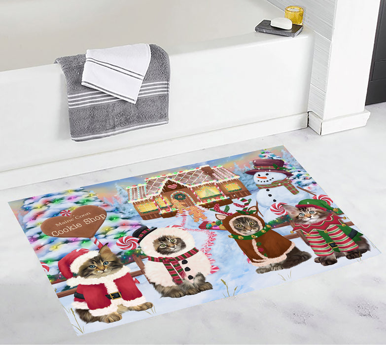 Holiday Gingerbread Cookie Maine Coon Cats Bath Mat