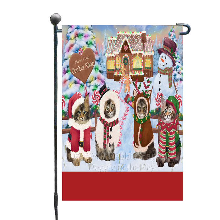 Personalized Holiday Gingerbread Cookie Shop Maine Coon Cats Custom Garden Flags GFLG-DOTD-A59217