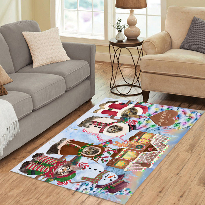 Holiday Gingerbread Cookie Maine Coon Cats Area Rug