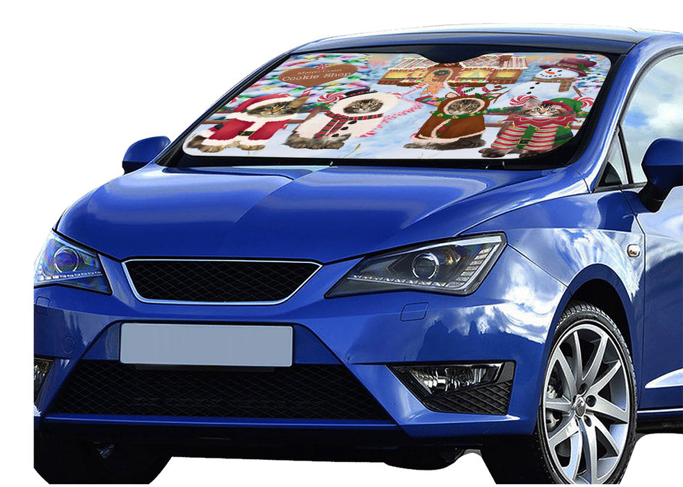 Holiday Gingerbread Cookie Maine Coon Cats Car Sun Shade