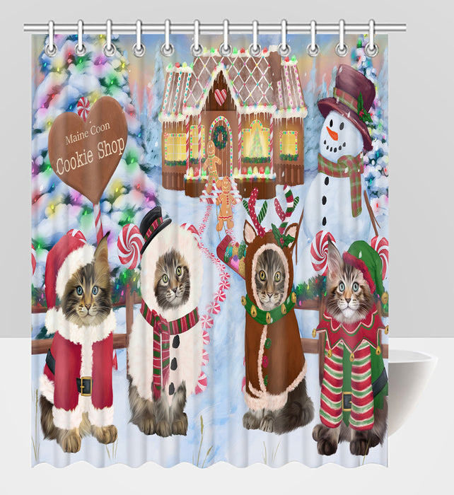 Holiday Gingerbread Cookie Maine Coon Cats Shower Curtain