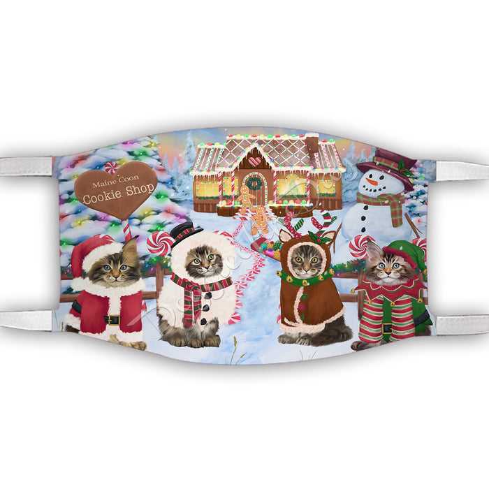 Holiday Gingerbread Cookie Maine Coon Cats Shop Face Mask FM48910