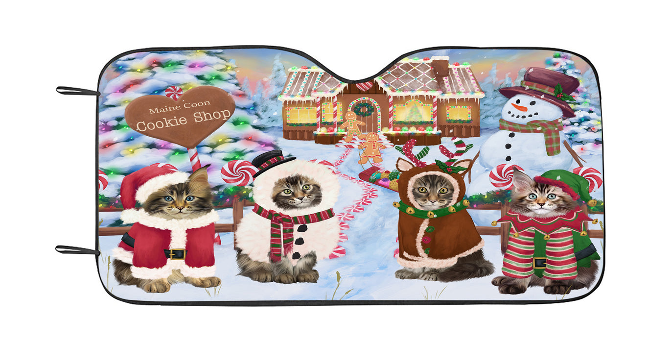 Holiday Gingerbread Cookie Maine Coon Cats Car Sun Shade