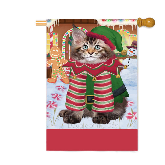 Personalized Gingerbread Candyfest Maine Coon Cat Custom House Flag FLG63873