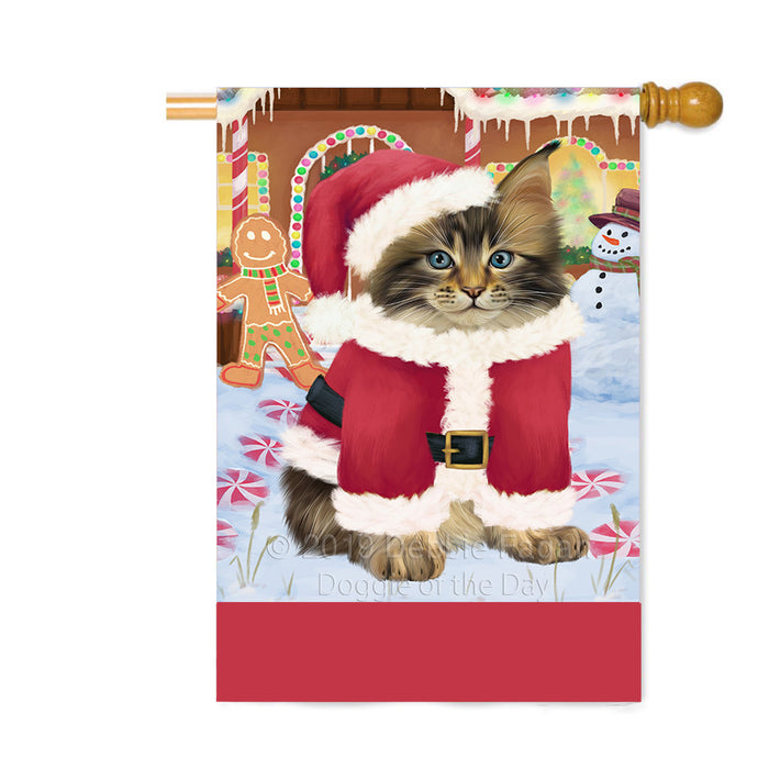 Personalized Gingerbread Candyfest Maine Coon Cat Custom House Flag FLG63875