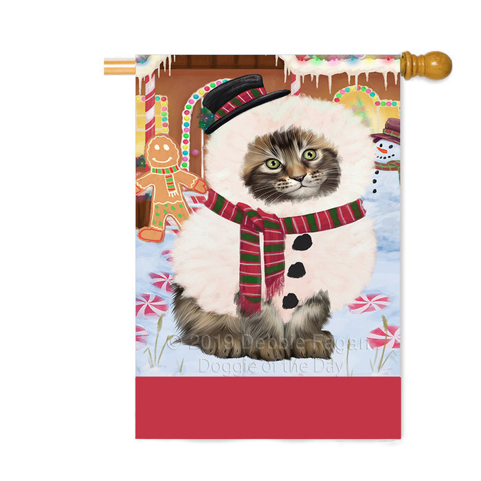 Personalized Gingerbread Candyfest Maine Coon Cat Custom House Flag FLG63876