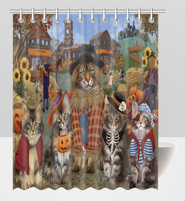 Halloween 'Round Town Maine Coon Cats Shower Curtain