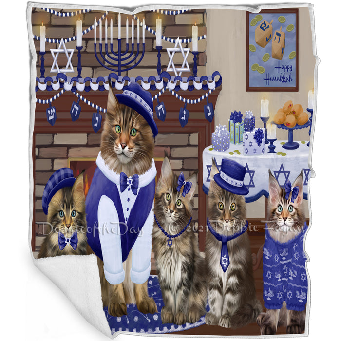 Happy Hanukkah Family and Happy Hanukkah Both Maine Coon Cats Blanket BLNKT140645
