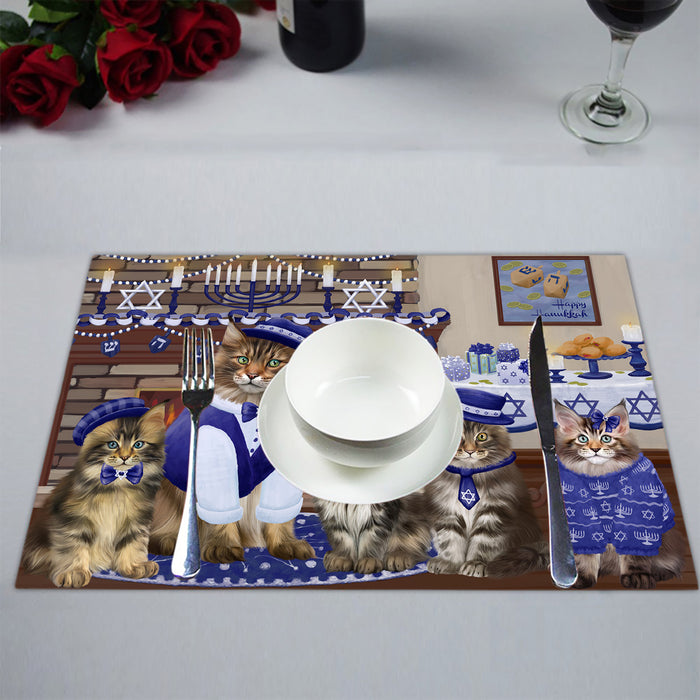 Happy Hanukkah Family Maine Coon Cats Placemat