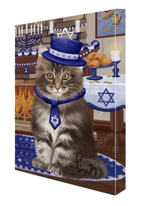 Happy Hanukkah Family and Happy Hanukkah Both Maine Coon Cat Canvas Print Wall Art Décor CVS140768