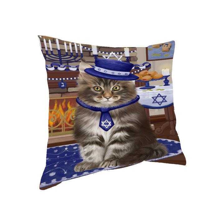 Happy Hanukkah Family and Happy Hanukkah Both Maine Coon Cat Pillow PIL83148
