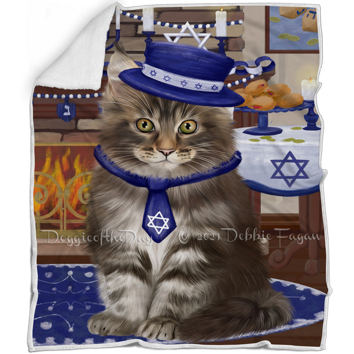Happy Hanukkah Family and Happy Hanukkah Both Maine Coon Cat Blanket BLNKT140141