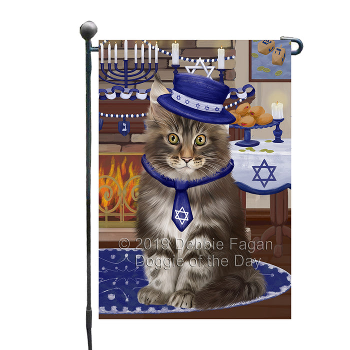 Happy Hanukkah Family and Happy Hanukkah Both Maine Coon Cat Garden Flag GFLG65731