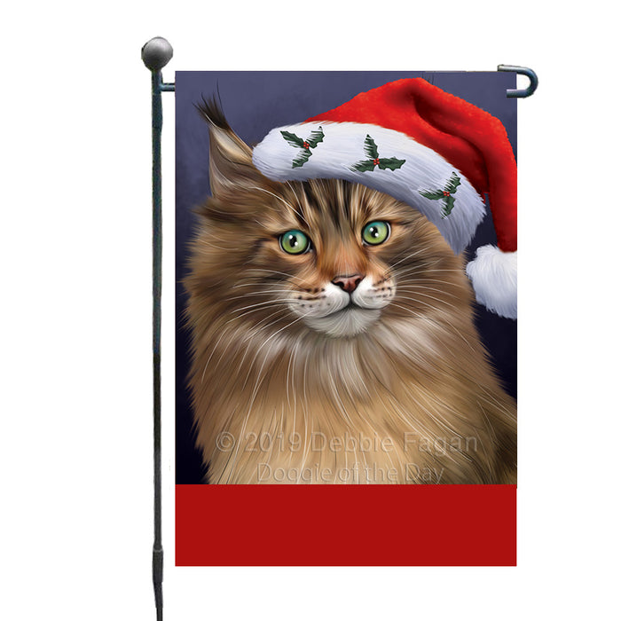 Personalized Christmas Holidays Maine Coon Cat Wearing Santa Hat Portrait Head Custom Garden Flags GFLG-DOTD-A59840