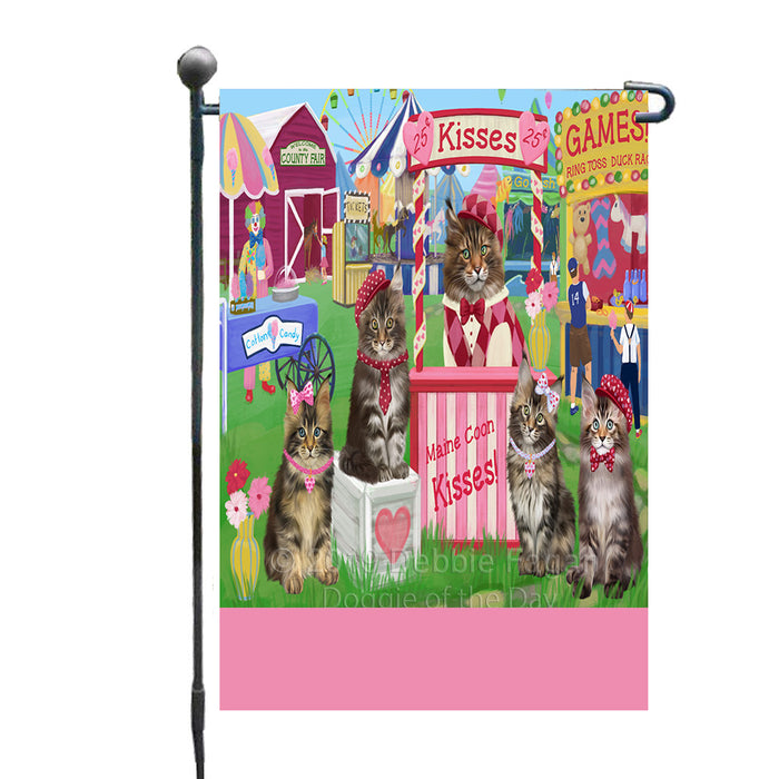 Personalized Carnival Kissing Booth Maine Coon Cats Custom Garden Flag GFLG64295