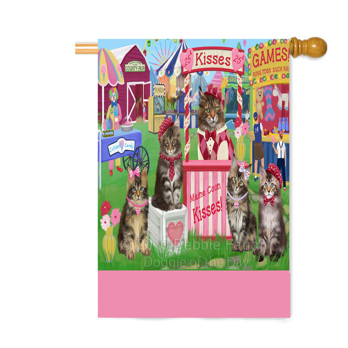 Personalized Carnival Kissing Booth Maine Coon Cats Custom House Flag FLG63619