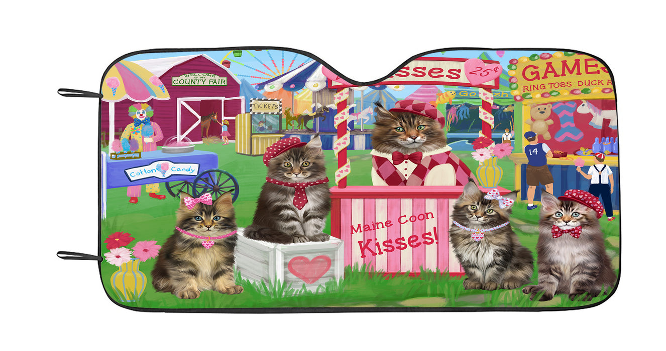 Carnival Kissing Booth Maine Coon Cats Car Sun Shade