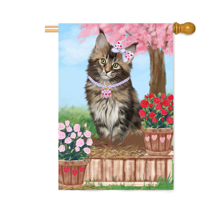 Personalized Rosie 25 Cent Kisses Maine Coon Cat Custom House Flag FLG64888