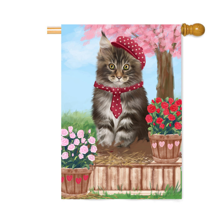 Personalized Rosie 25 Cent Kisses Maine Coon Cat Custom House Flag FLG64889