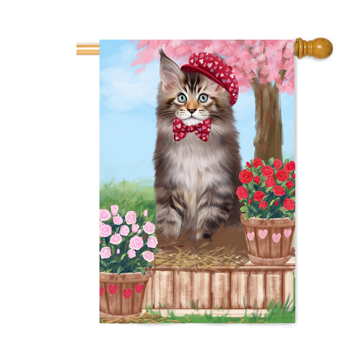 Personalized Rosie 25 Cent Kisses Maine Coon Cat Custom House Flag FLG64890
