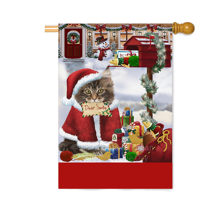 Personalized Happy Holidays Mailbox Maine Coon Cat Christmas Custom House Flag FLG-DOTD-A60003