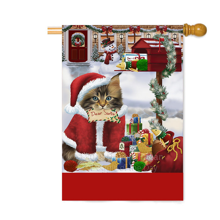 Personalized Happy Holidays Mailbox Maine Coon Cat Christmas Custom House Flag FLG-DOTD-A60004