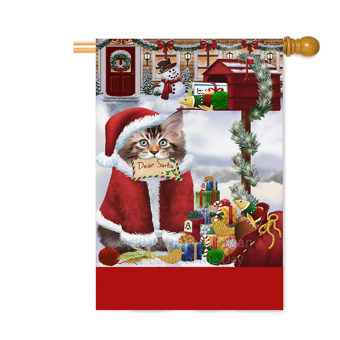 Personalized Happy Holidays Mailbox Maine Coon Cat Christmas Custom House Flag FLG-DOTD-A60005