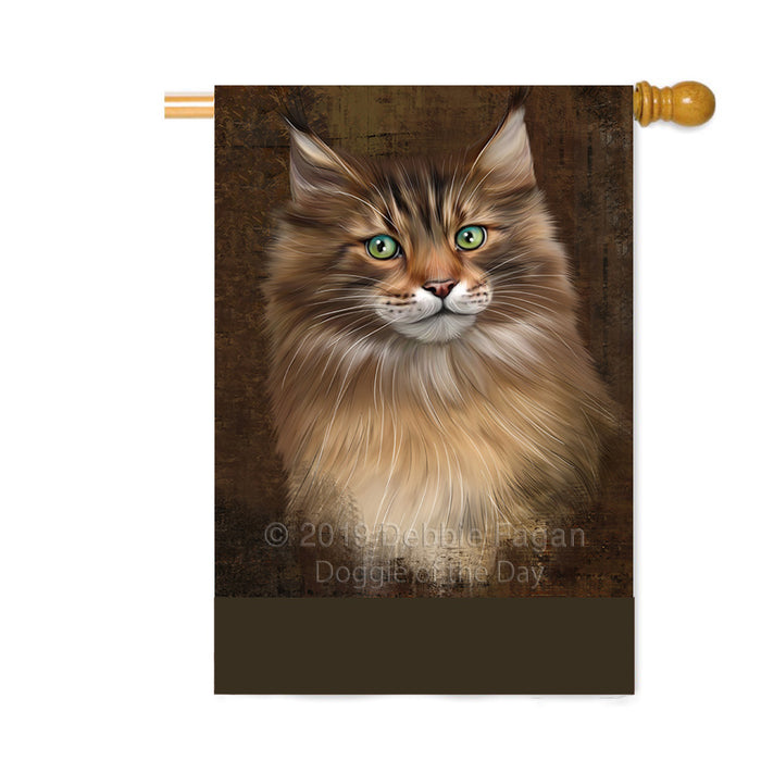 Personalized Rustic Maine Coon Cat Custom House Flag FLG64637