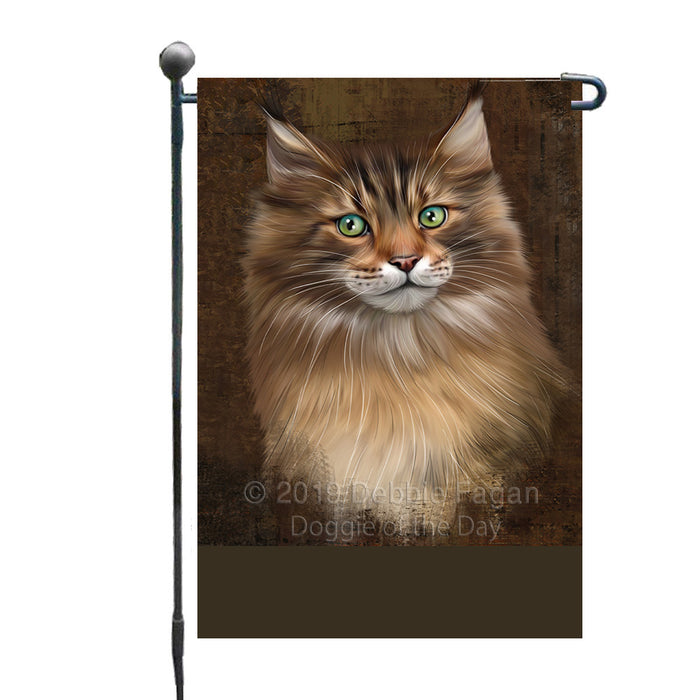 Personalized Rustic Maine Coon Cat Custom Garden Flag GFLG63560