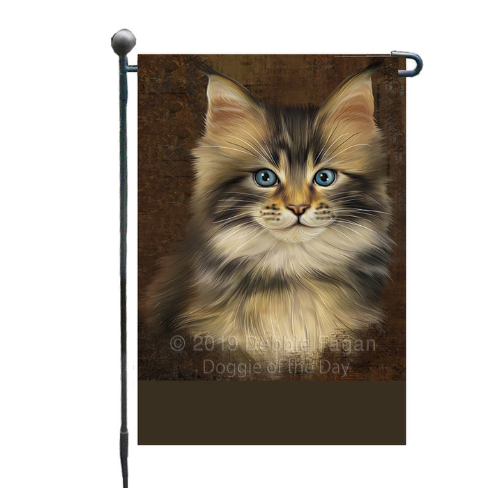 Personalized Rustic Maine Coon Cat Custom Garden Flag GFLG63561