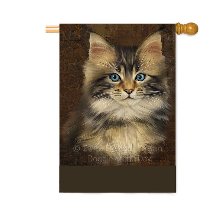 Personalized Rustic Maine Coon Cat Custom House Flag FLG64638