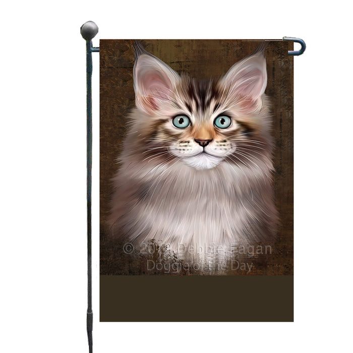 Personalized Rustic Maine Coon Cat Custom Garden Flag GFLG63562