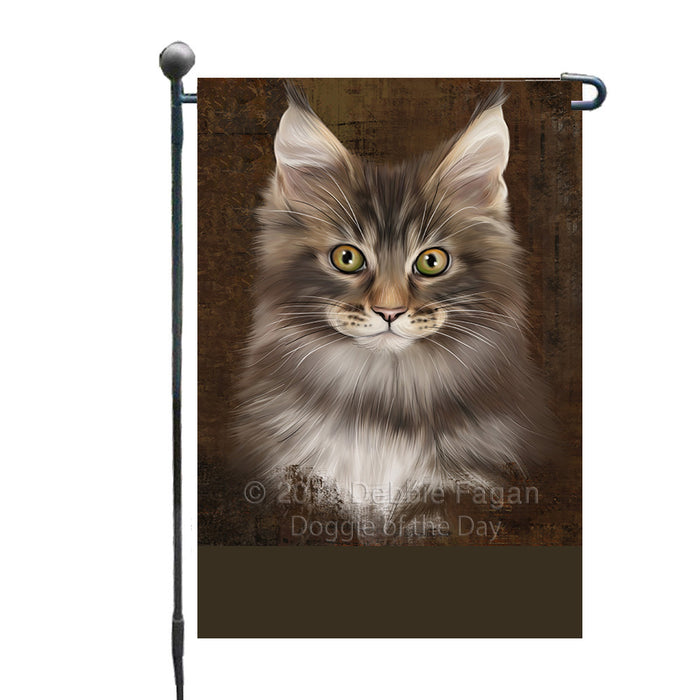 Personalized Rustic Maine Coon Cat Custom Garden Flag GFLG63563