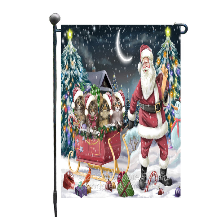Christmas Santa Sled Maine Coon Cats Garden Flags Outdoor Decor for Homes and Gardens Double Sided Garden Yard Spring Decorative Vertical Home Flags Garden Porch Lawn Flag for Decorations