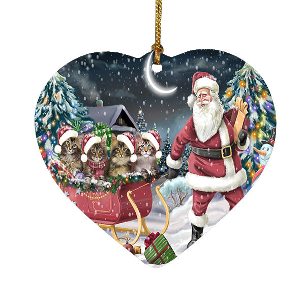 Christmas Santa Sled Maine Coon Cats Heart Christmas Ornament HPORA59203