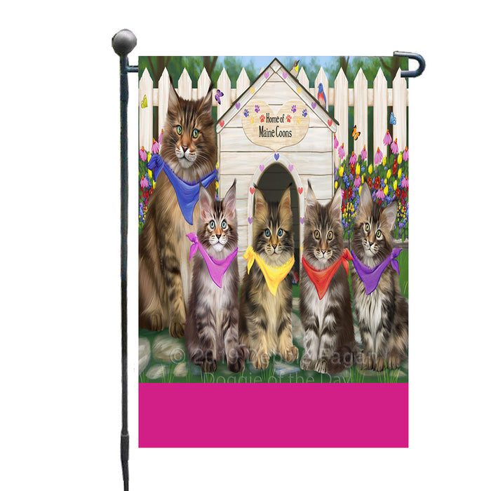 Personalized Spring Cat House Maine Coon Cats Custom Garden Flags GFLG-DOTD-A62910
