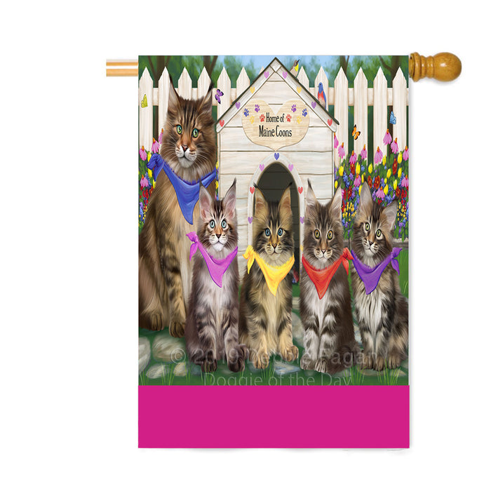 Personalized Spring Cat House Maine Coon Cats Custom House Flag FLG-DOTD-A62966