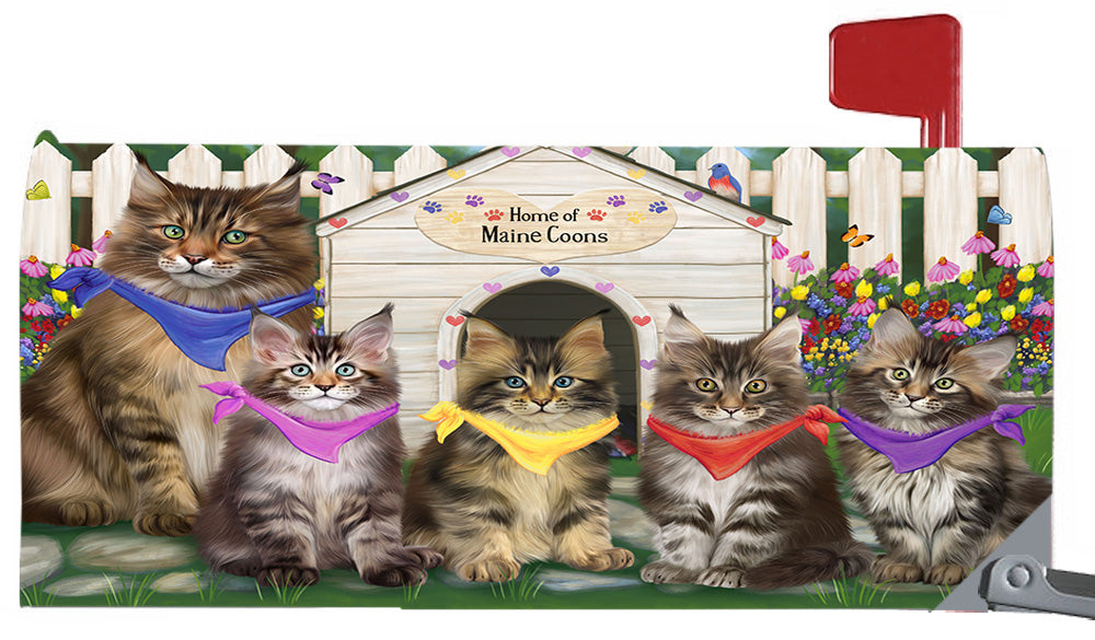 Spring Dog House Maine Coon Cats Magnetic Mailbox Cover MBC48656