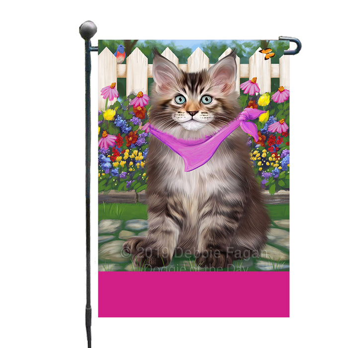 Personalized Spring Floral Maine Coon Cat Custom Garden Flags GFLG-DOTD-A62913