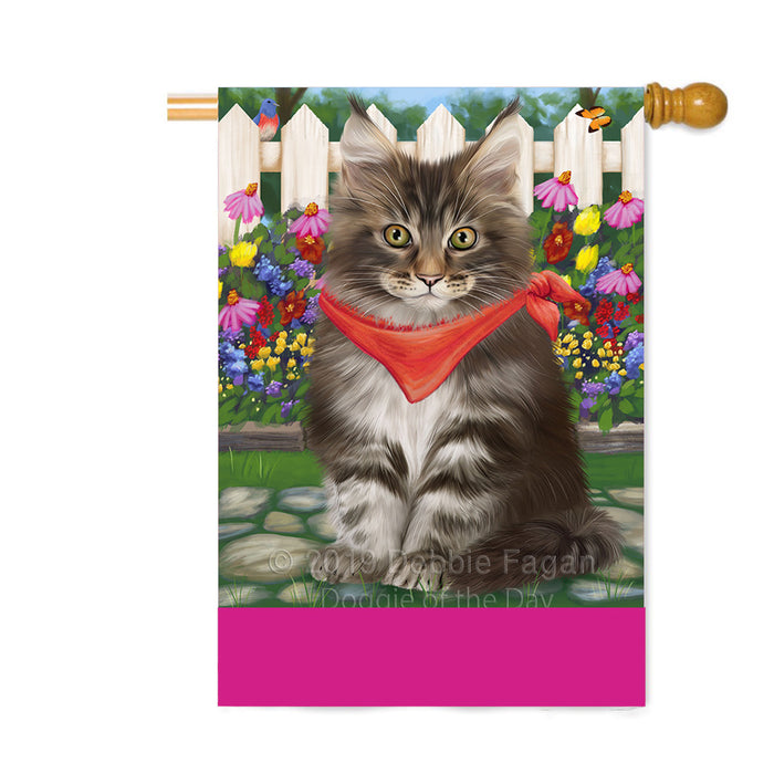Personalized Spring Floral Maine Coon Cat Custom House Flag FLG-DOTD-A62967