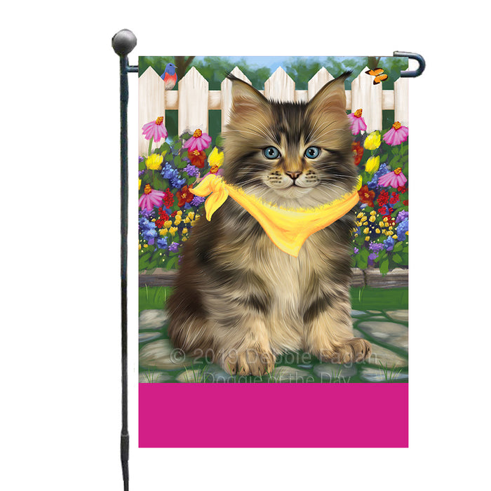 Personalized Spring Floral Maine Coon Cat Custom Garden Flags GFLG-DOTD-A62912
