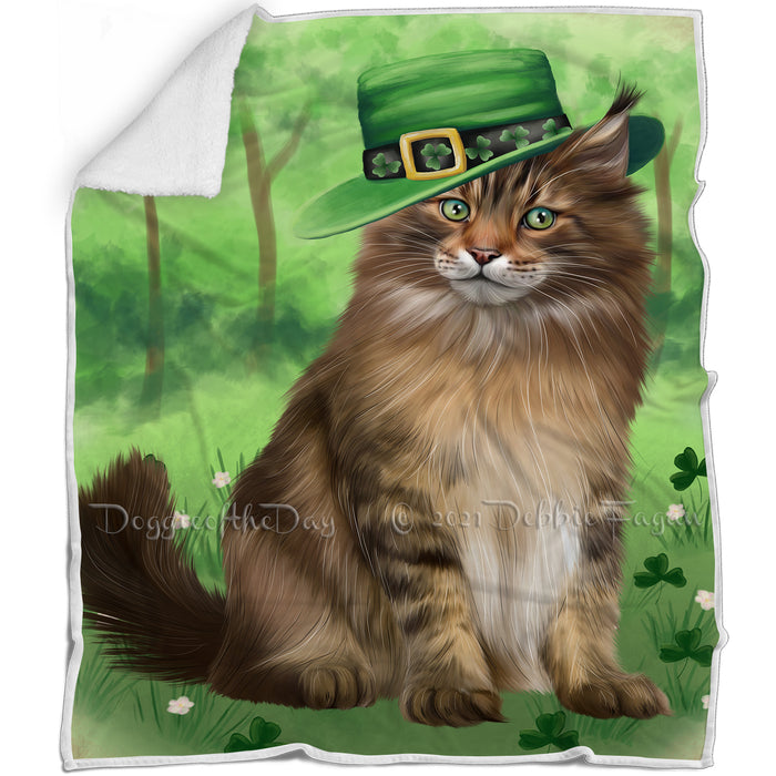St. Patricks Day Irish Portrait Maine Coon Cat Blanket BLNKT132816