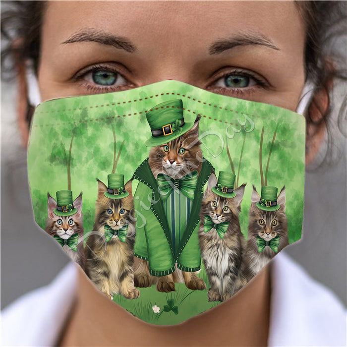 St. Patricks Day Irish Maine Coon Cats Face Mask FM50166